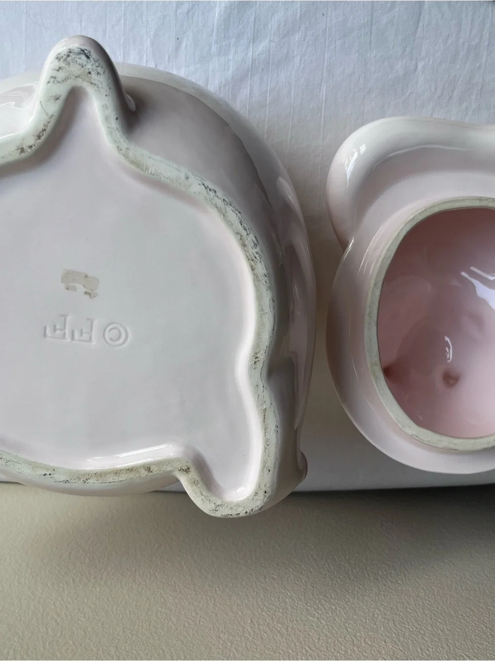 Rare Vintage Fitz And Floyd Pink Ceramic Hippo Cookie Jar Good Condition 1980s